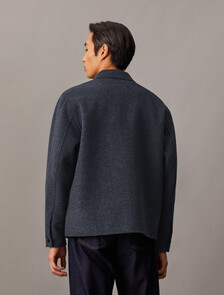 Mélange Wool Blend Short Full Zip Jacket, Ebony, hi-res
