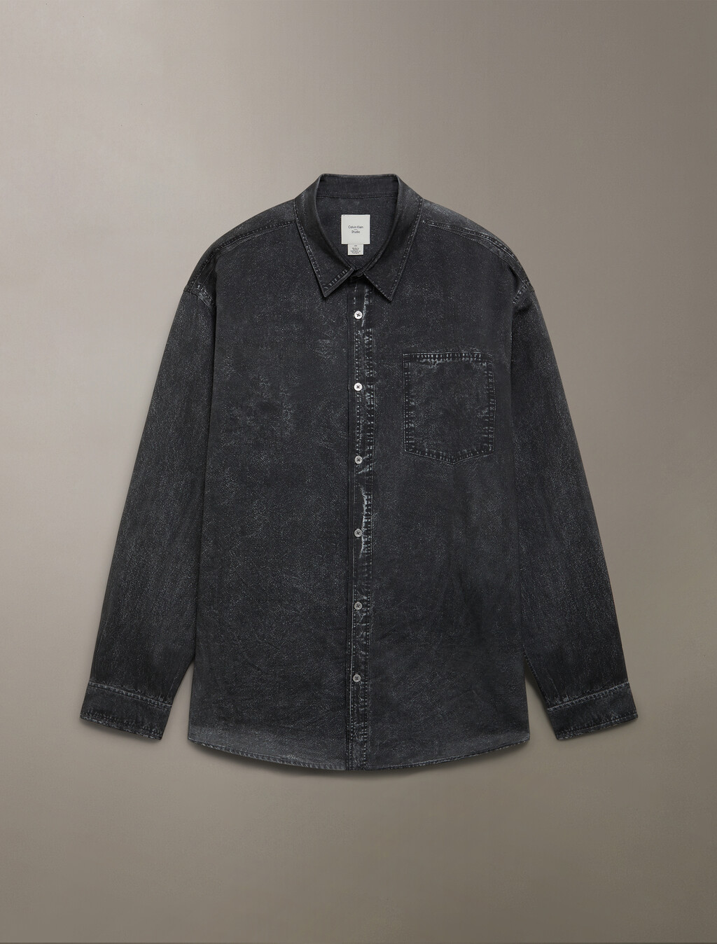 錯視牛仔效果襯衫, Black Denim Print, hi-res
