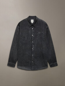 錯視牛仔效果襯衫, Black Denim Print, hi-res