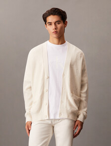 Monogram Relaxed Cardigan, Ivory, hi-res