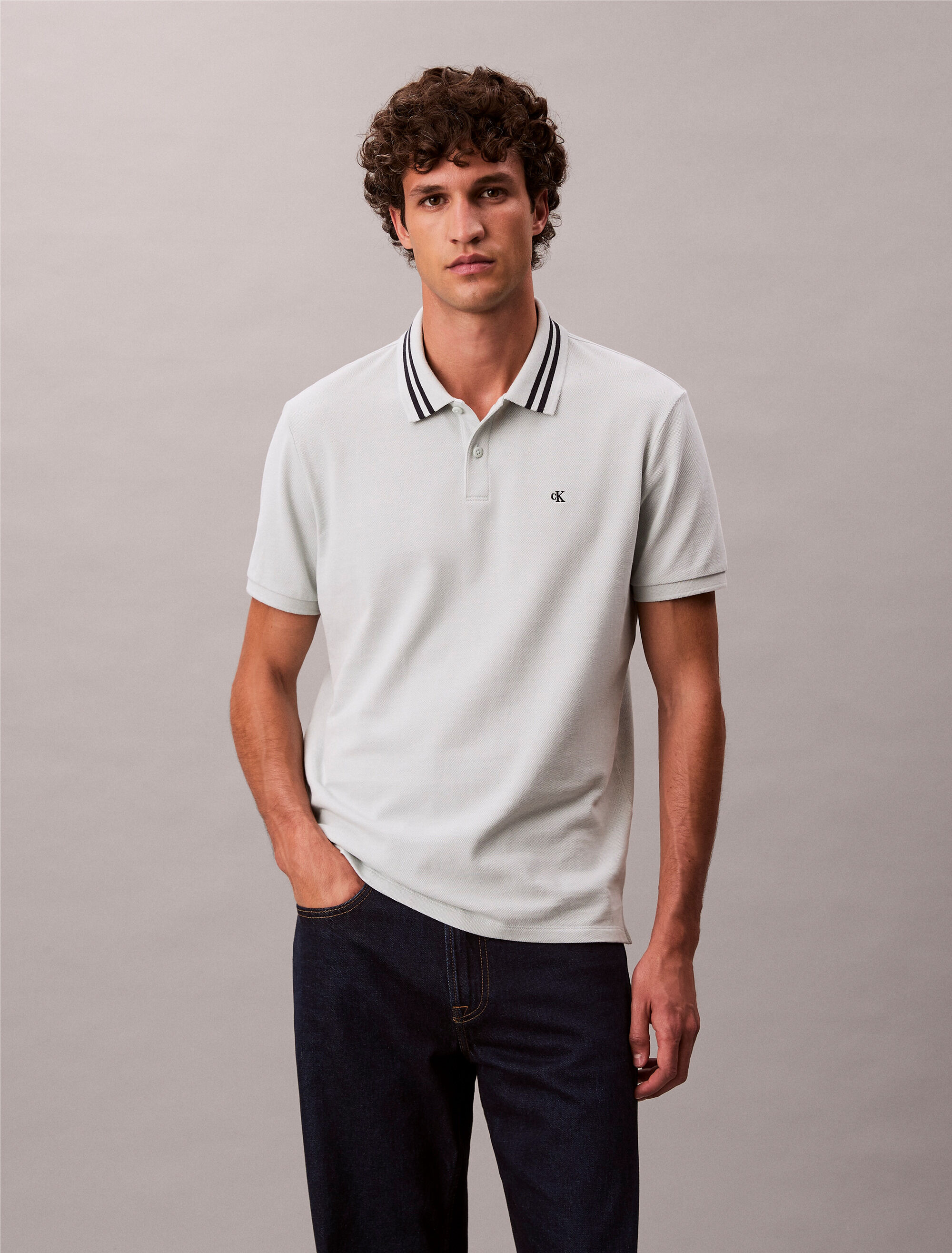 Monogram Logo Pique Tipped Classic Polo Shirt | green