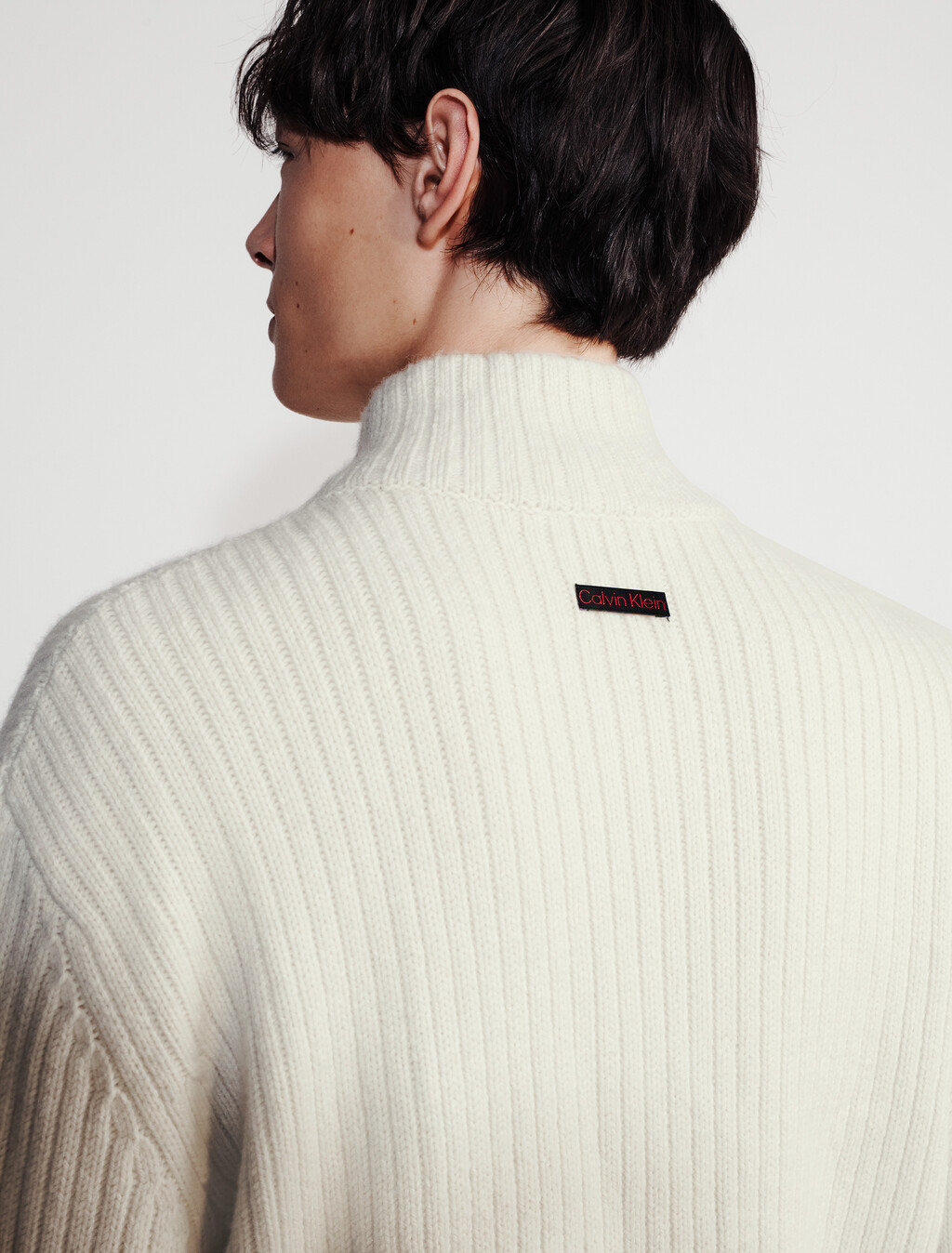 Ribbed Zip Sweater, Chalk, hi-res