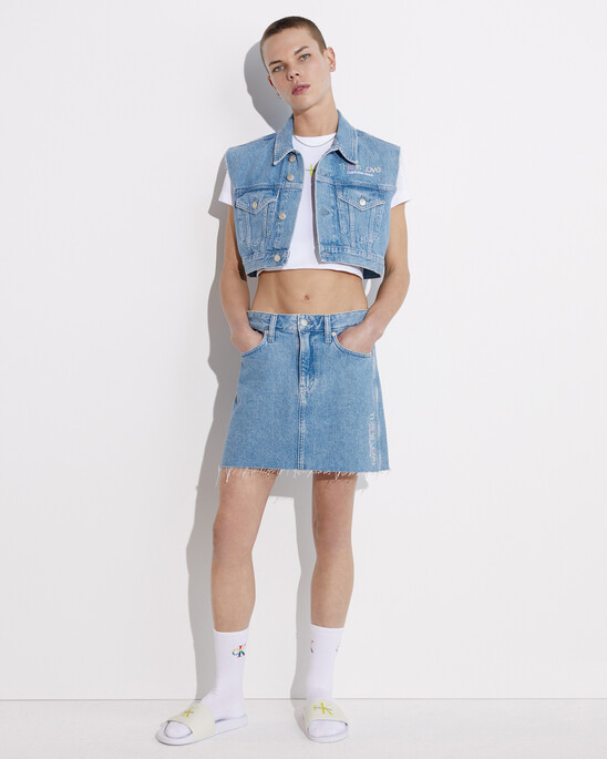 PRIDE CROPPED DENIM VEST