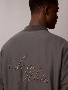 Relaxed Cotton Terry Logo Cardigan, Volcanic Ash, hi-res
