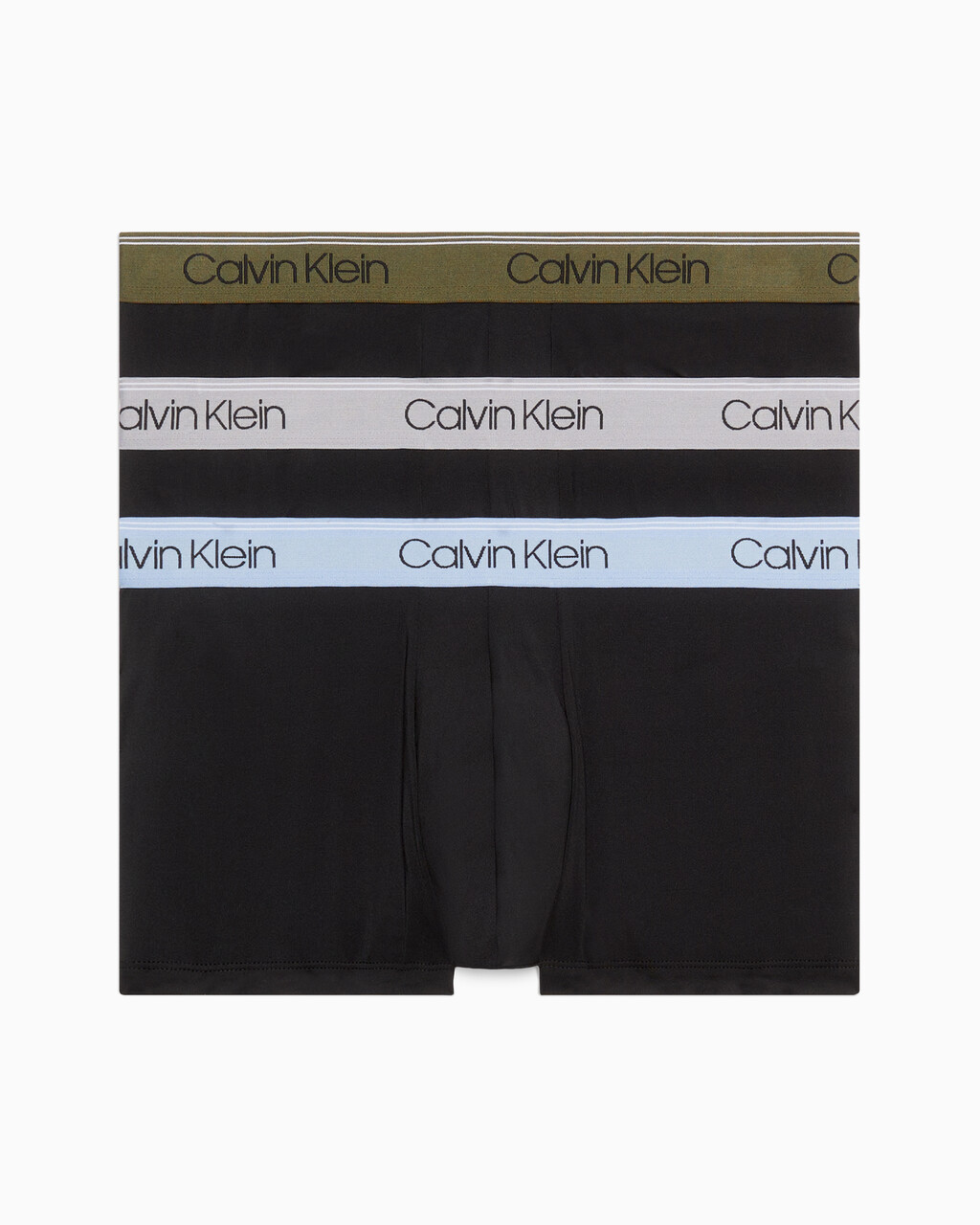 Micro Stretch Wicking 3 Pack Low Rise Trunks, BLACK W/ DARK OLIVE/DAPPLE GREY/BEL AIR, hi-res