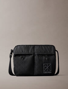 Water-Repellent Ripstop Crossbody Camera Bag, Black, hi-res