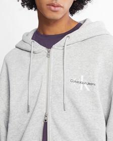 Monogram Zip Up Hoodie, LT GREY HEATHER, hi-res