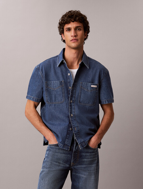 Boxy Denim Short Sleeve Shirt