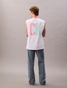 Pride Viva Love Graphic Relaxed Tank Top, Bright White, hi-res