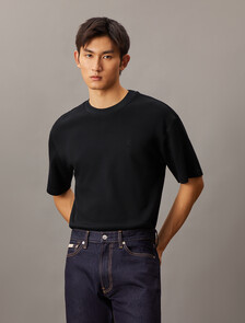 Back Monogram Short Sleeve Sweatshirt, Ck Black, hi-res