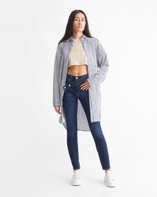 Sustainable Lyocell High Rise Skinny Jeans, Dark Dbl Belted Wb, hi-res
