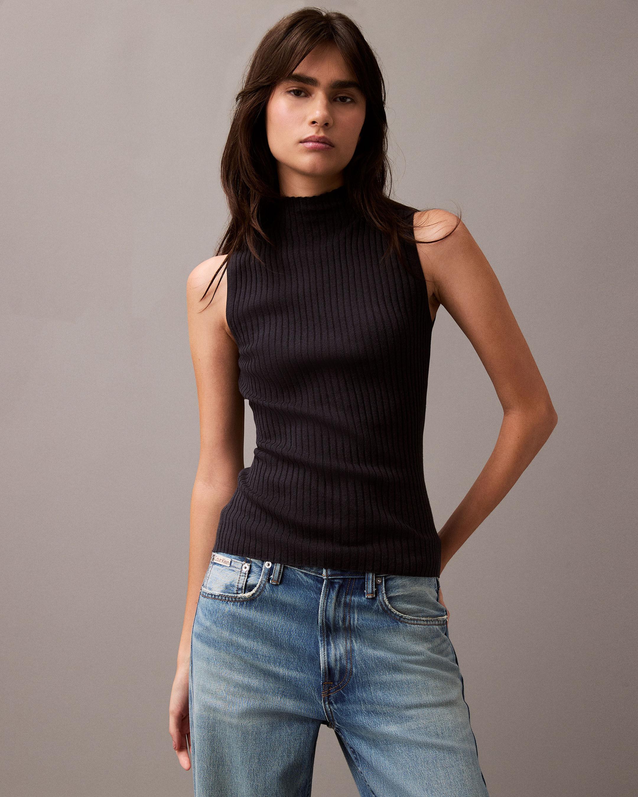 Calvin klein high neck tank top clearance