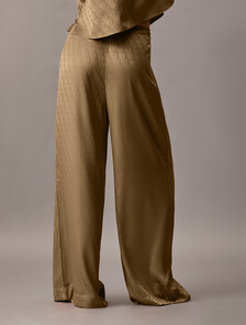 Sensual Satin 緞面 Monogram 提花寬筒長褲, 18345 HOLIDAY SHINE+SOFT MOCHA, hi-res