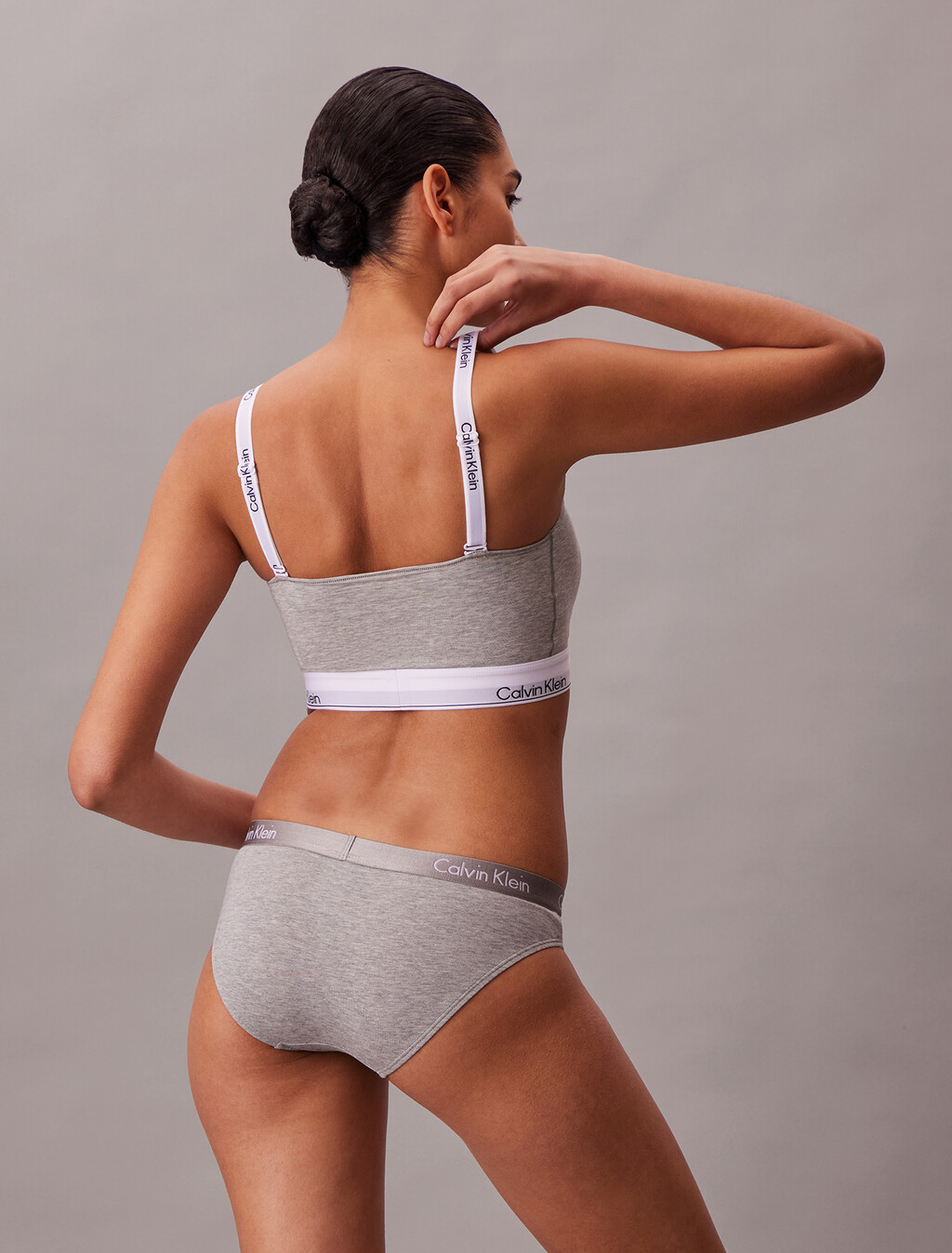 Icon Cotton Modal Lightly Lined Bandeau Bra, Grey Heather, hi-res