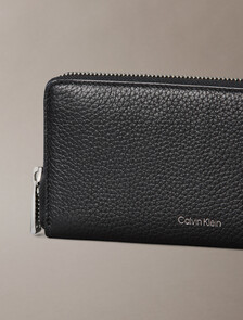 燙金 Monogram 標誌拉鍊皮夾, Black, hi-res