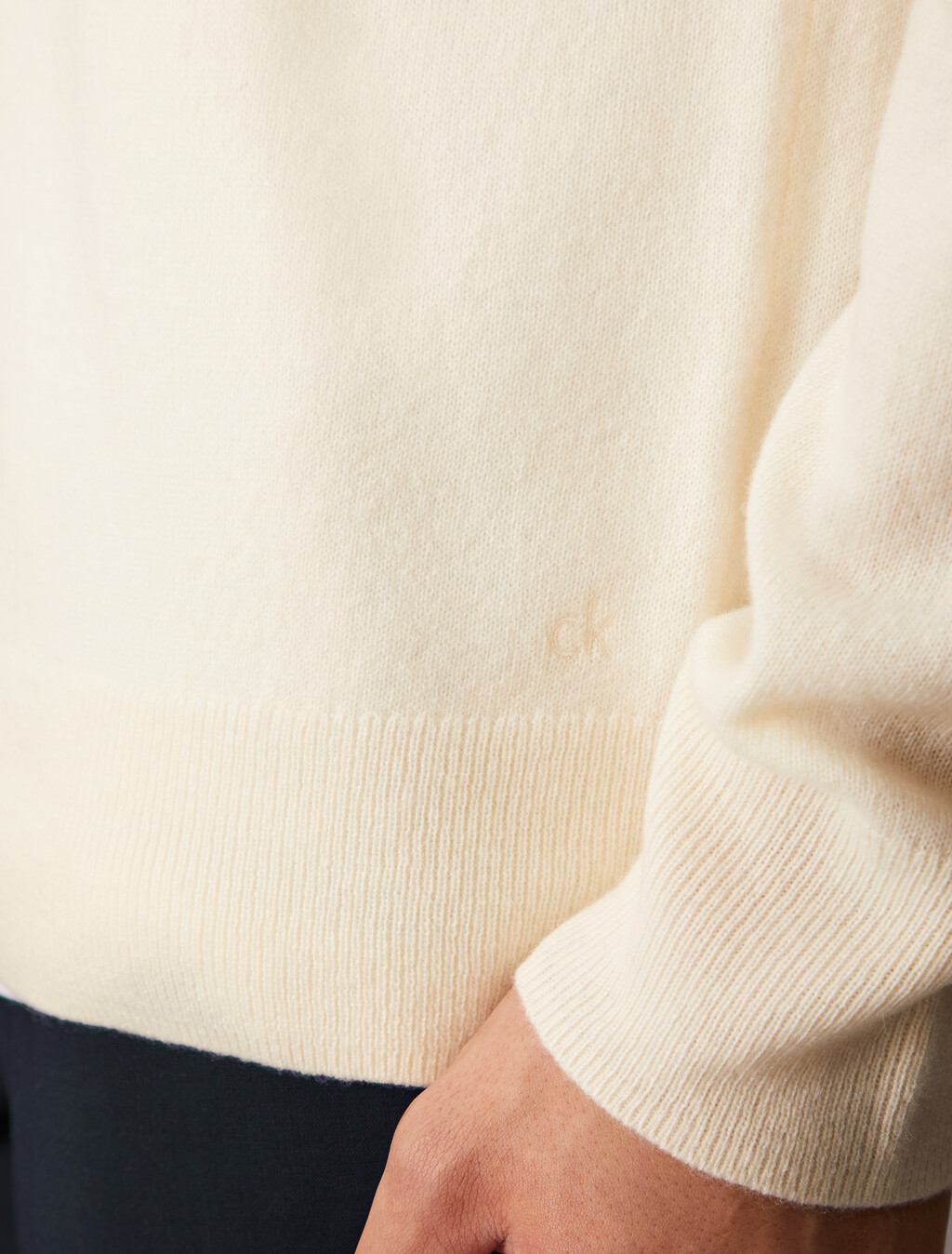 經典山羊絨圓領毛衣, Antique White, hi-res