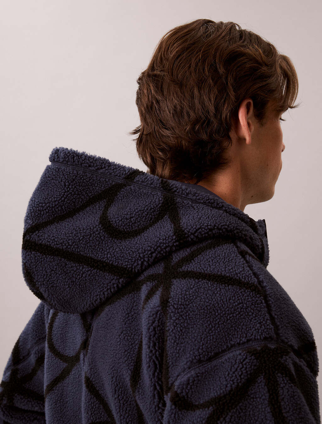 Sherpa Fleece Emblem Zip Hoodie, Blue Nights, hi-res