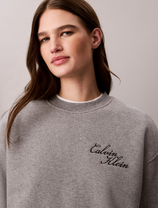Cotton Fleece Bubble Hem Sweatshirt