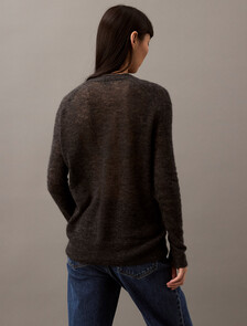 Sheer Alpaca Open Gauge Cardigan, B85 Gun Metal Heather, hi-res