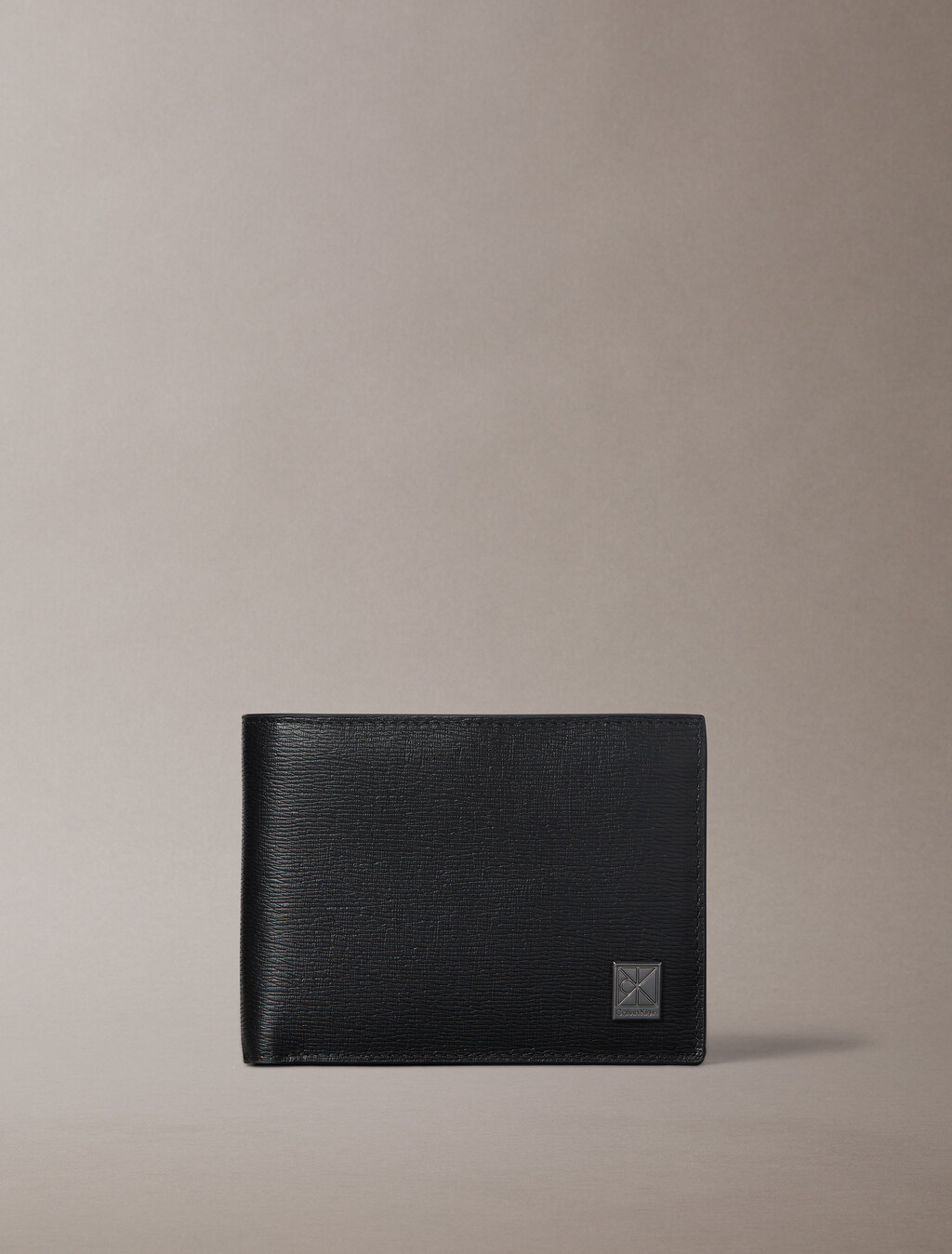 Leather RFID Emblem Logo Trifold Wallet, Black, hi-res