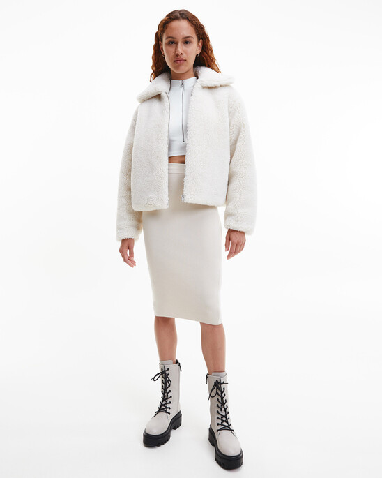 RECYCLED SHERPA MONOGRAM JACKET