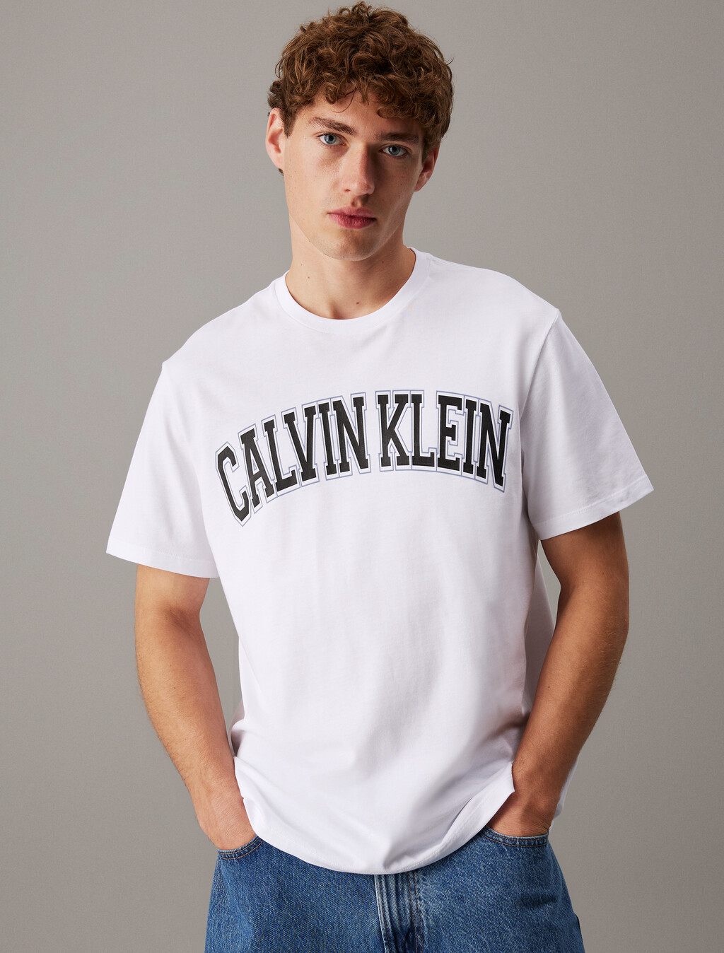 Varsity Logo Crewneck Tee, Brilliant White, hi-res