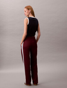 High Shine French Terry Track Pants, Deep Rouge, hi-res