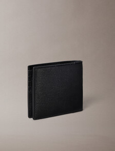 CK 徽章飾牌對摺式銀包, Black, hi-res