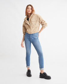 Ultimate Stretch High Rise Skinny Ankle Jeans, Bright Blue Embro Raw Hem, hi-res