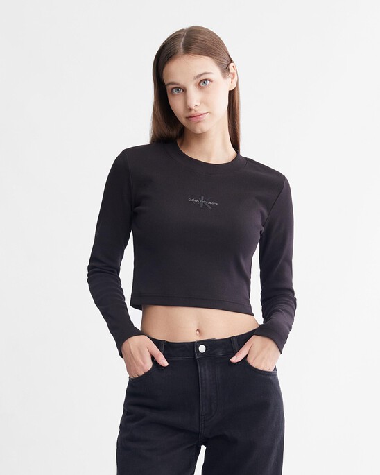 Rib Knit Monologo Baby Tee