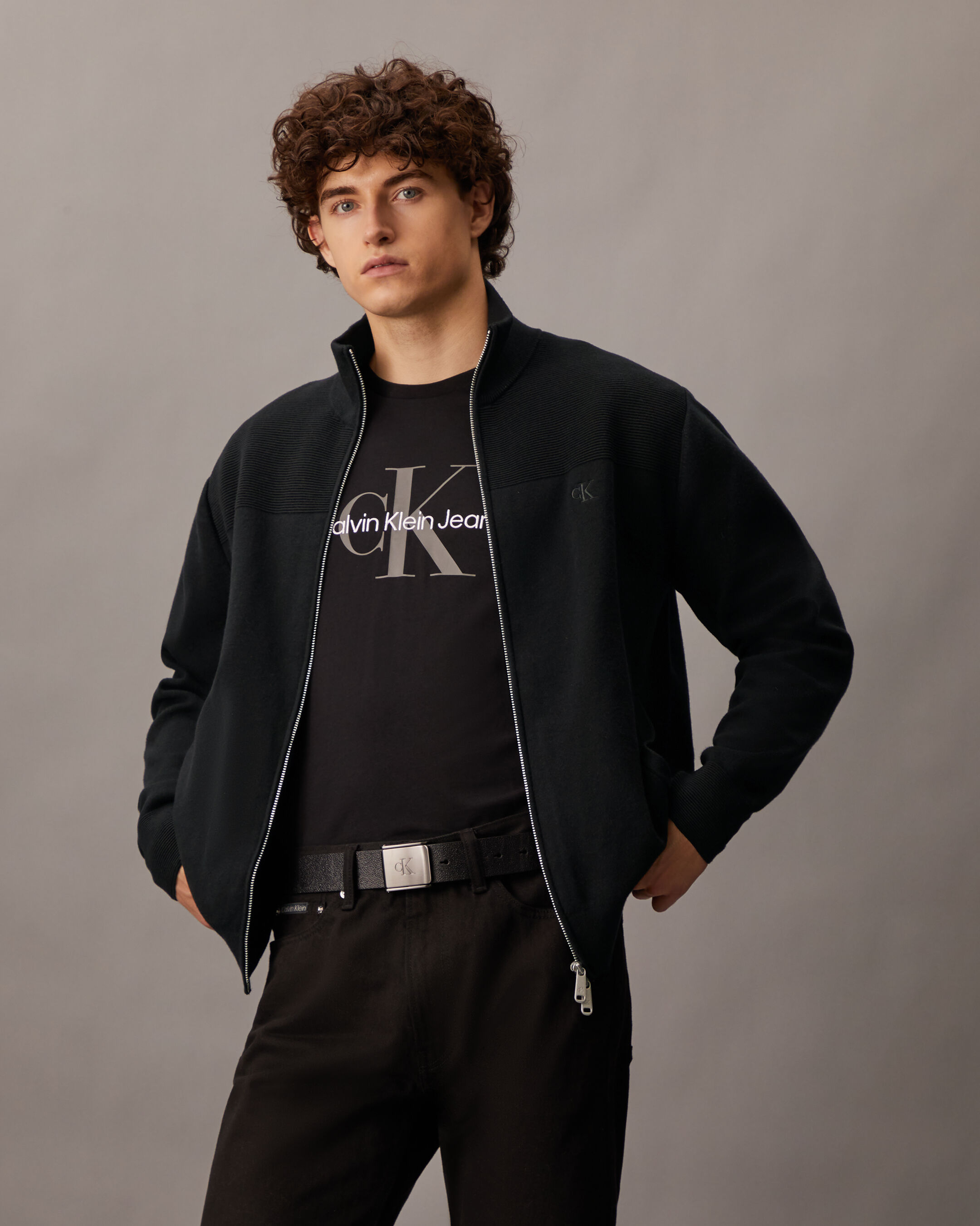 Calvin klein zip front jacket shop