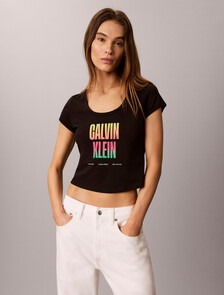 Slim Stretch Logo T-shirt - Pride, Black, hi-res