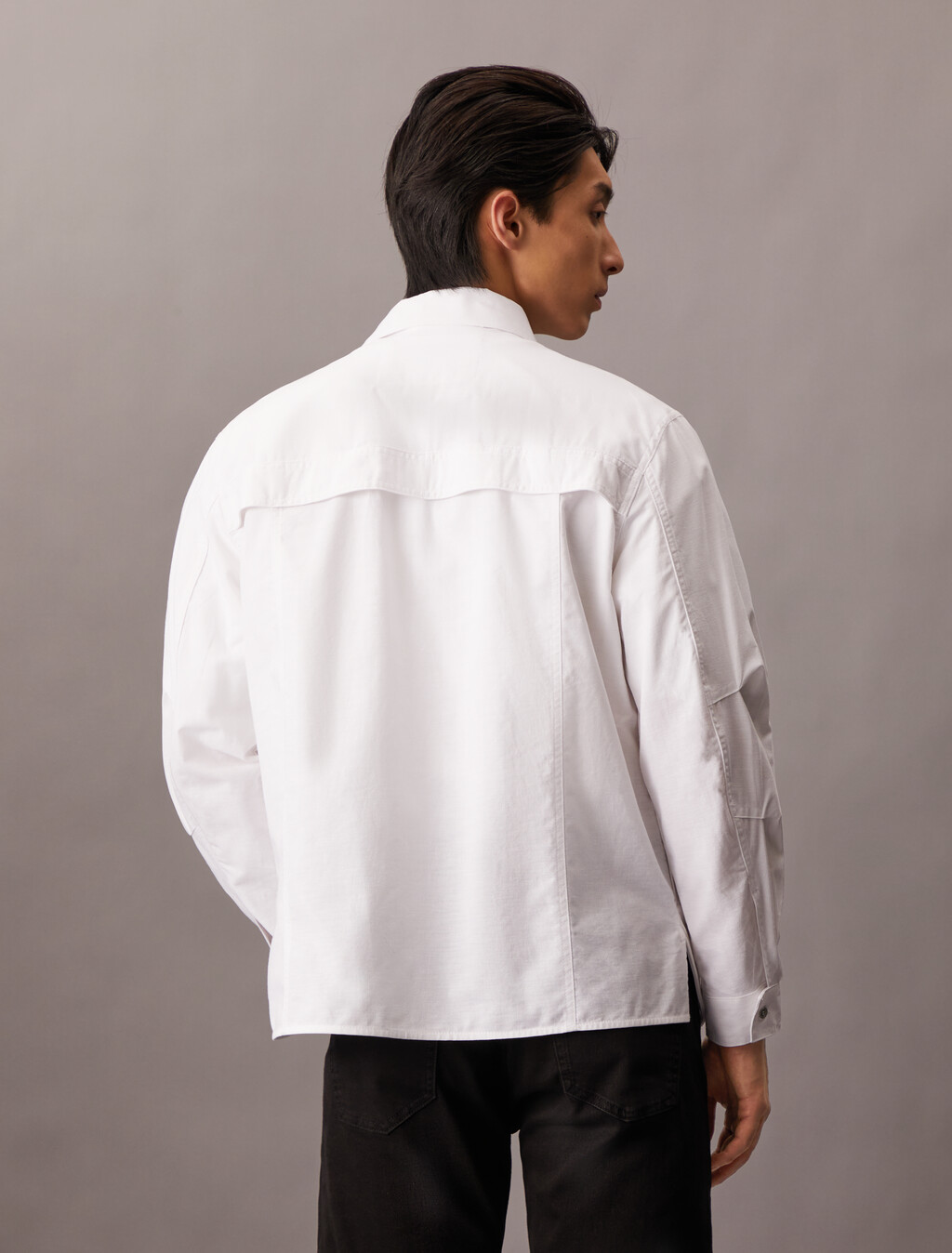 Cotton Linen Shacket, Bright White, hi-res