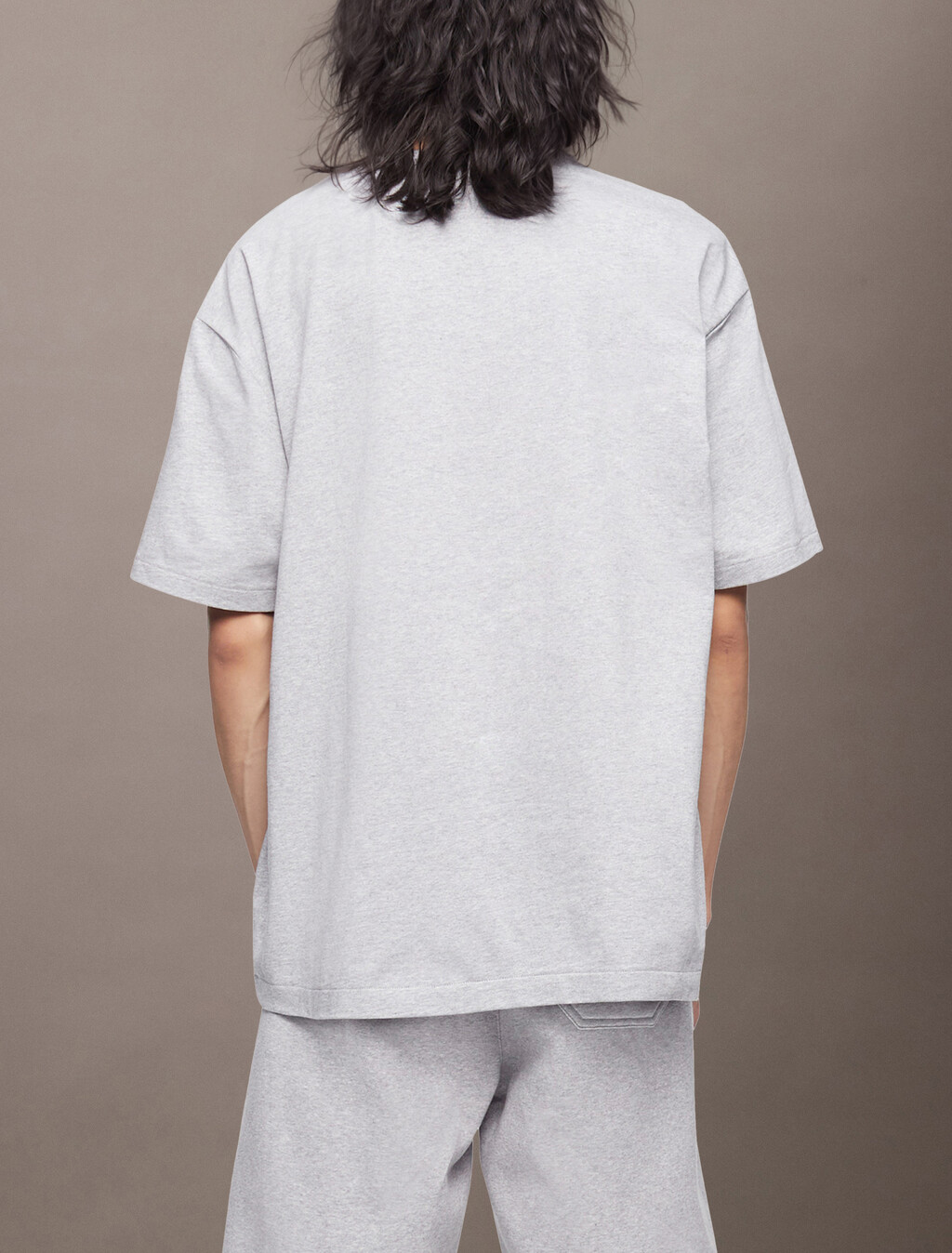 Calvin Logo 圓領上衣, Heroic Grey Heather, hi-res