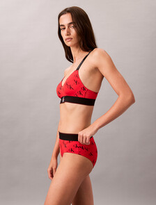 Lightly Lined Bralette - Graphic Monogram Microfibre Stretch, Smudge CK Small+Goji Berry, hi-res