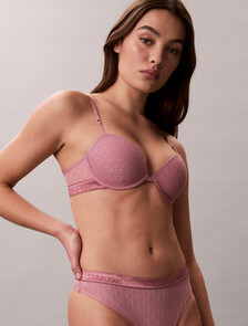 Lightly Lined Demi Bra - Icon Logo Lace, Soft Mauve, hi-res