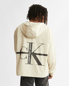 Black Archival Monogram Windbreaker, Eggshell, hi-res