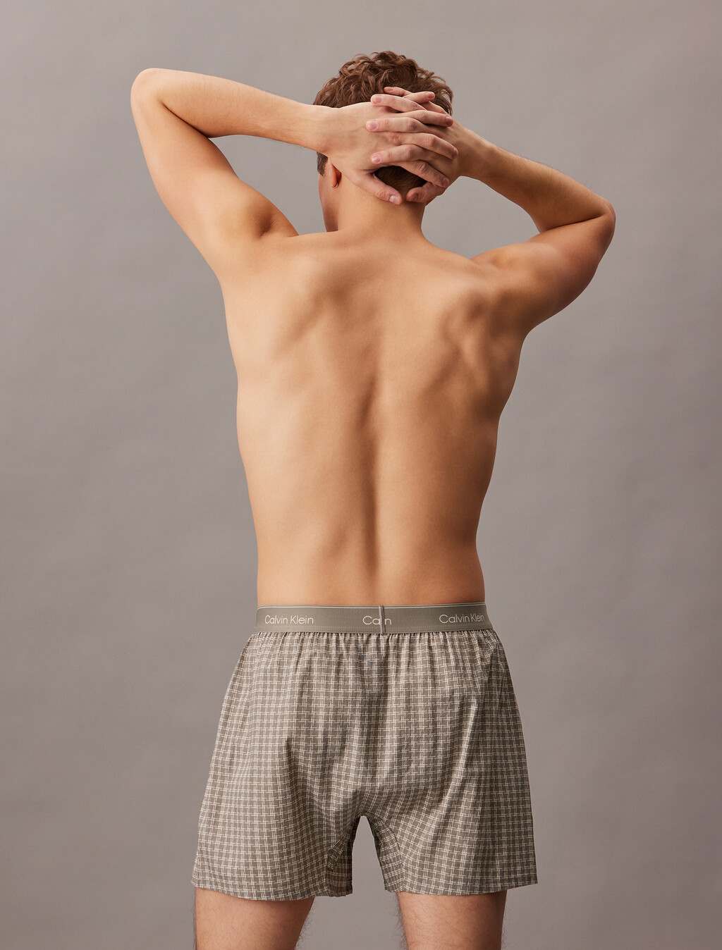 Cotton Poplin Traditional Boxers, 19875 TINY RACETRACK PLAID+Captivating Gray, hi-res