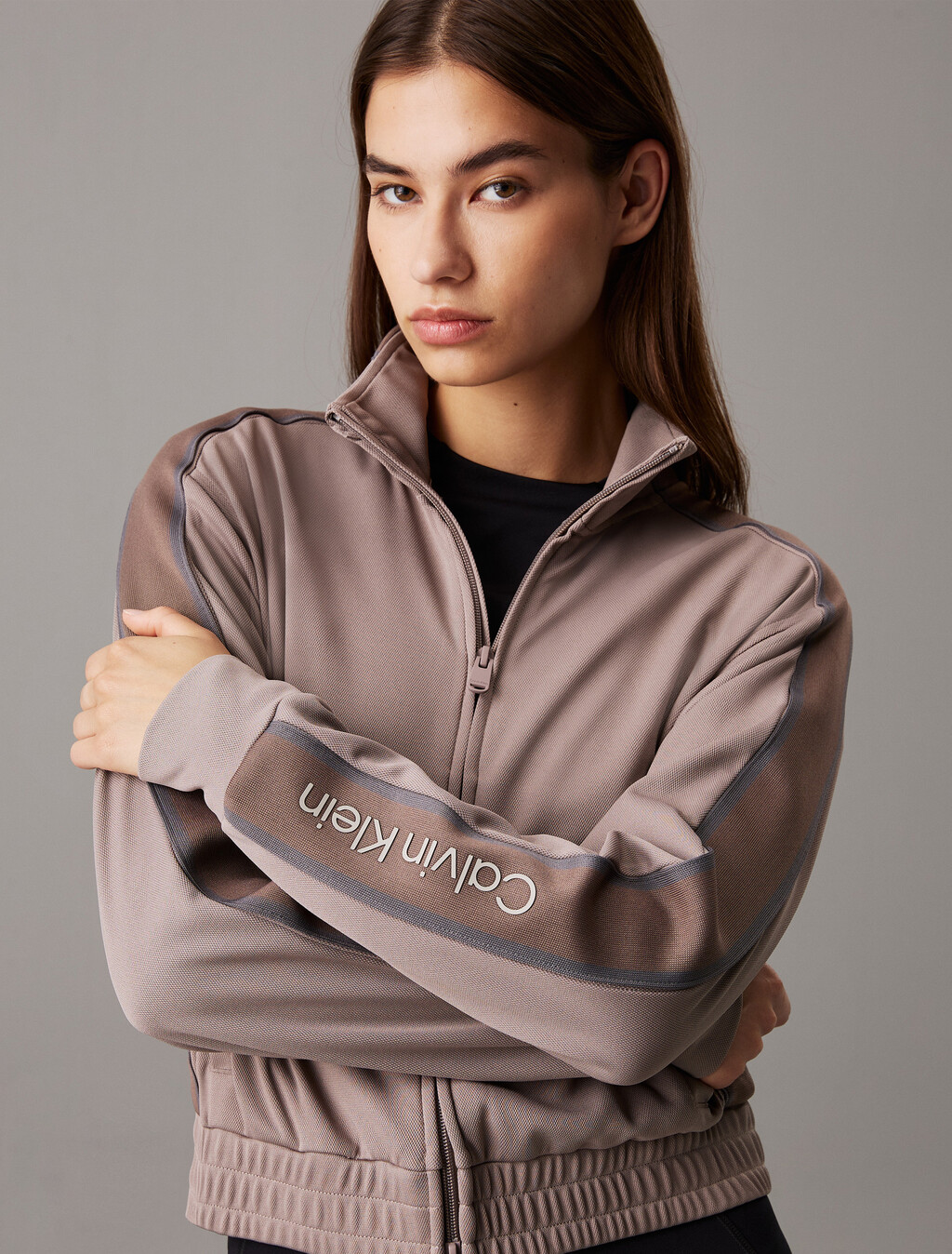 Icon Tricot Zip Thru Jacket, Driftwood, hi-res