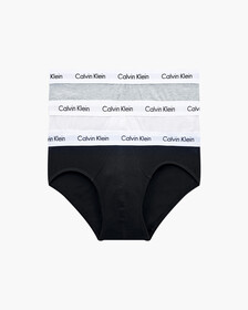 Cottons Stretch 低腰三角褲(3件組), 1 Black/ 1 Grey Heather/ 1 White, hi-res