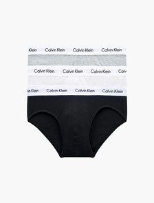Cottons Stretch 低腰三角褲(3件組), 1 Black/ 1 White/ 1 Grey Heather, hi-res