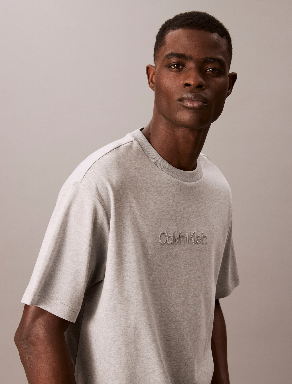 Calvin Klein Logo Tee, BC06 Grey Heather, hi-res