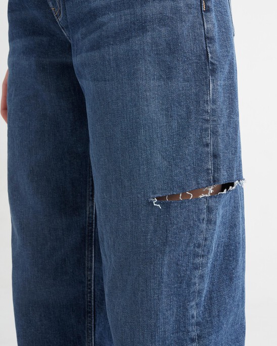 ITALIAN DENIM SIDE SLASH 90S STRAIGHT JEANS