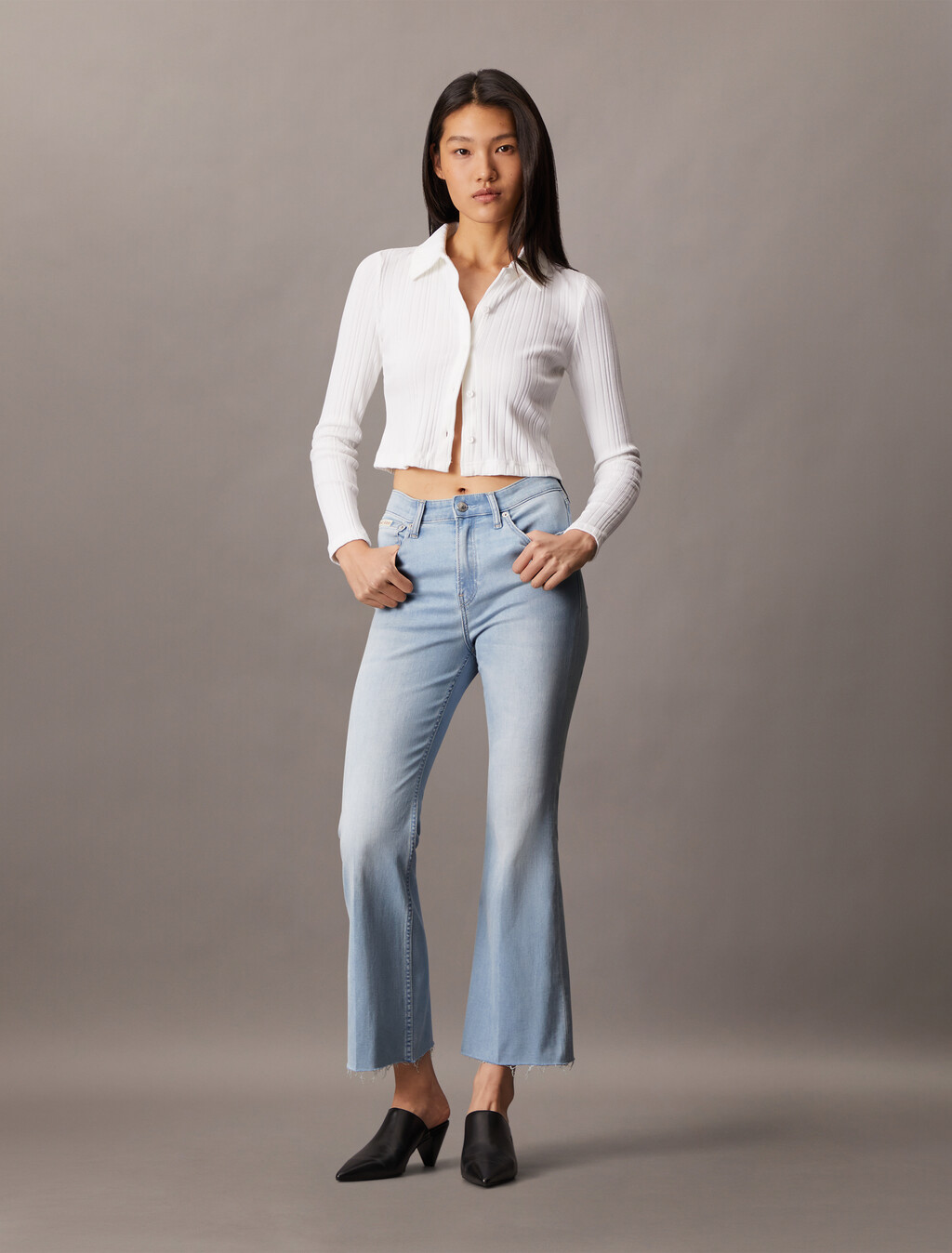 37.5 High Rise Fray Bootcut Jeans, 081 LIGHT BLUE RWH, hi-res