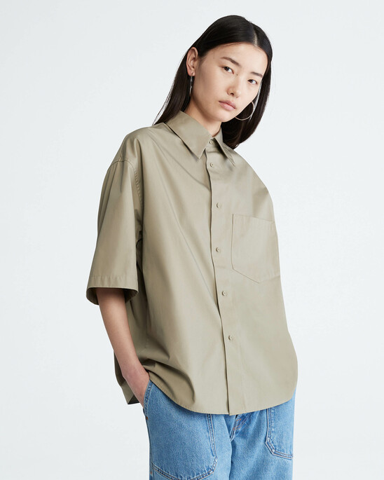 Standards Short Sleeve Oversized Button-Down Shirt