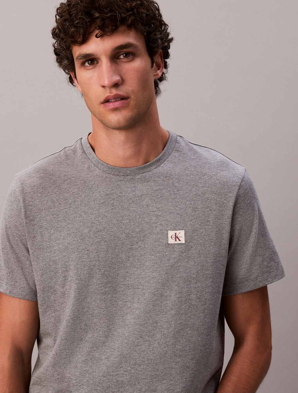 Monogram Patch Classic Tee, Med Grey Htr, hi-res