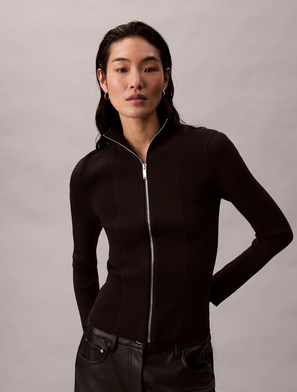 Tech Capsule 尼龍拉鍊外套, Black, hi-res