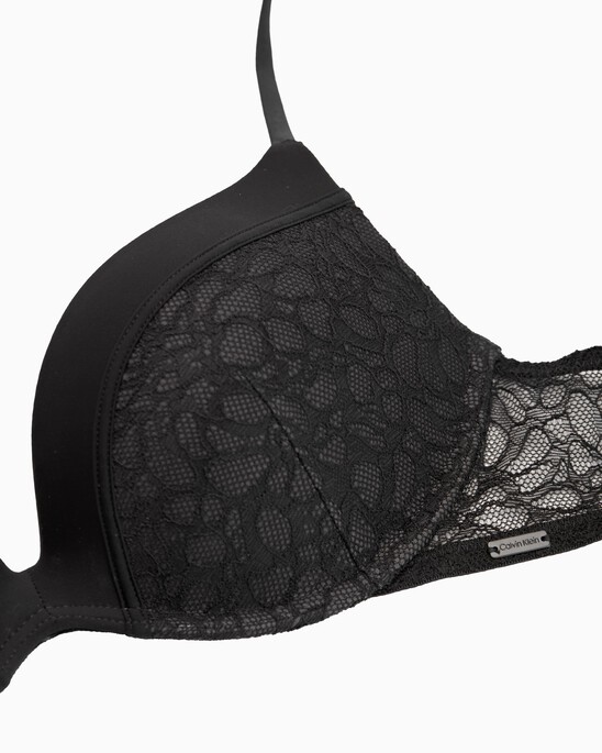 Ck Black Graphic Lace Push Up Plunge Bra