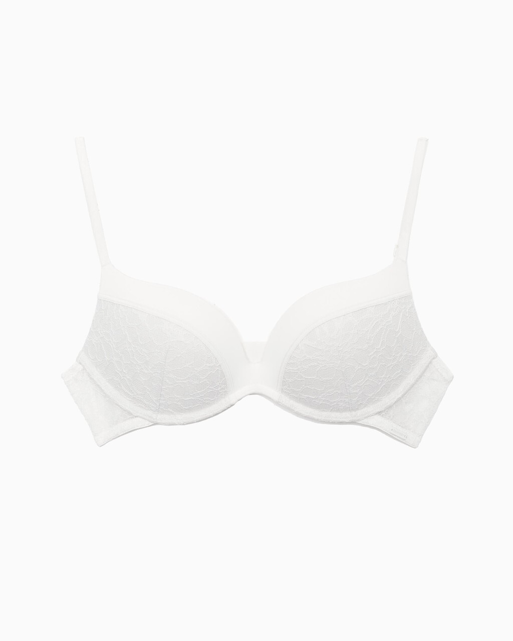 Ck Black Graphic Lace Push Up Plunge Bra, white