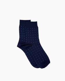 Women's 1 Pack Back Pin Dot Socks, NAVY, hi-res